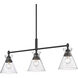 Malta 3 Light 34 inch Matte Black Linear Pendant Ceiling Light